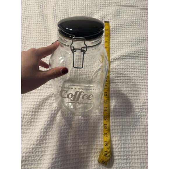 Large Glass Airtight Storage Jar Freshly Brewed Coffee Canister Flip top Lid - Picture 4 of 4